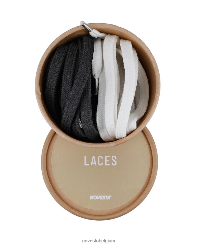 Novesta katoenen schoenveters 10 wit/60 zwart accessoires PTBZDP314 - Novesta Belgium