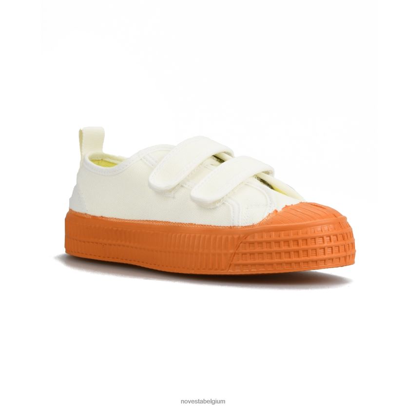 Novesta s.m.kid klittenband 10 wit/840 oranje veganistische schoenen PTBZDP282 - Novesta Sneakers Dames